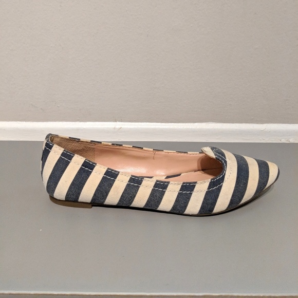 BCBGeneration Blue/Off-White Stripe Flats - Picture 3 of 6